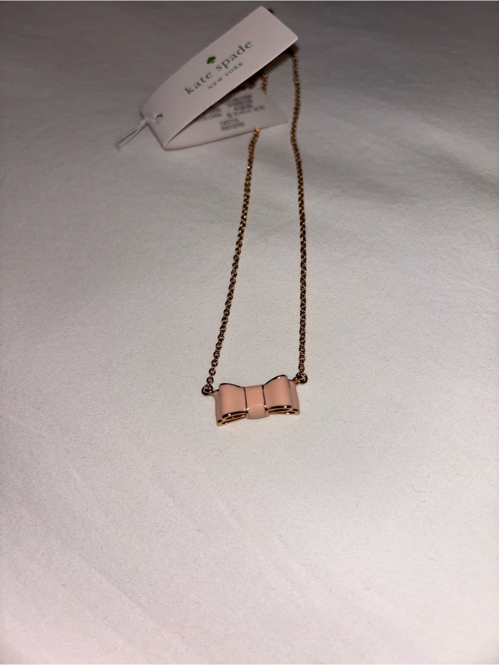 kate spade Pink Enamel Bow Necklace with Gold Chain